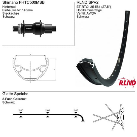 Roland achterwiel 27.5 25-584 zwart ta centerl. microspl rlnd spv2