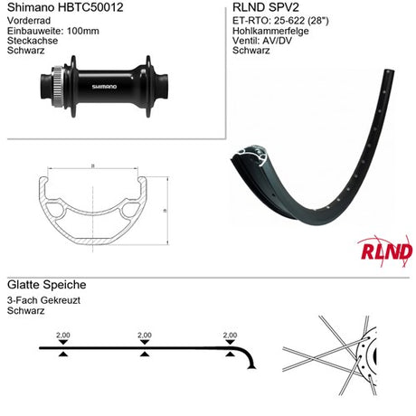 Roland voorwiel 28 inch 25-622 zwart ta schijfrem centerlock rlnd spv2
