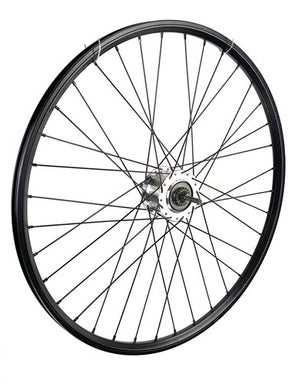 Achterwiel 28 inch 622 zwart geslepen rvs spaak 8v rollerbrake