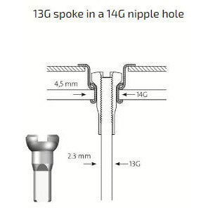 Sapim Speech Adapter Nippel Speech-13 Felg-14 Sëlwer. (500 Stéck)