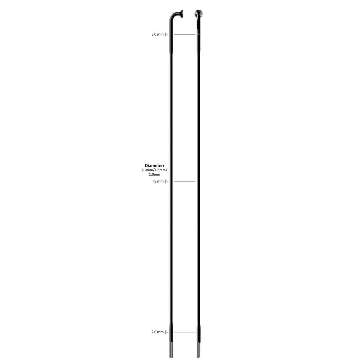 Sapim spaak 14-233l race rvs zwart zonder nippel (100st)