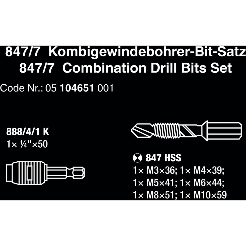 Wera 847 7 Combiboor-bit set, 7‑delig