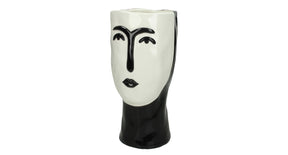 Planter ceramic face black 28x13x13cm
