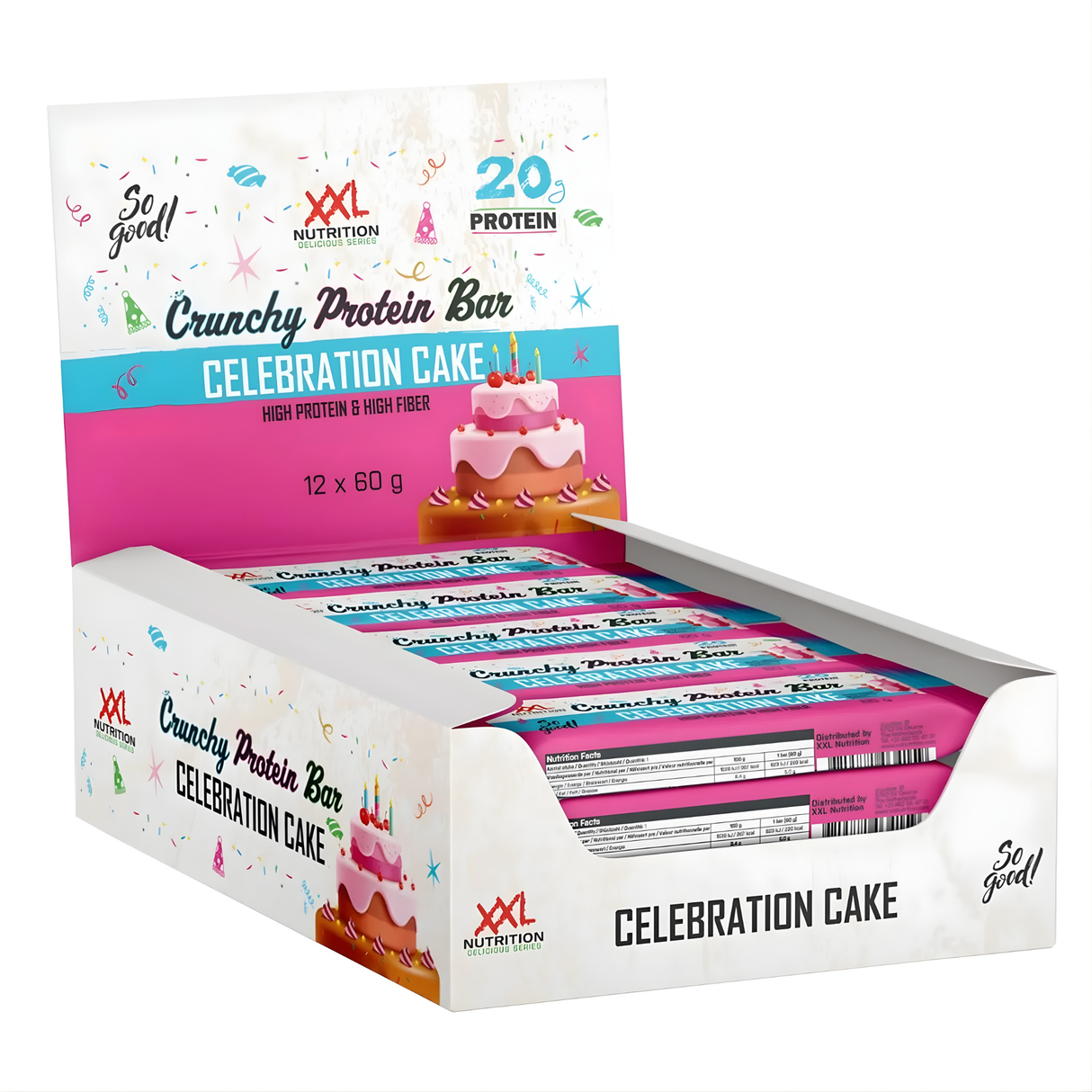 Xxl nutrition crunchy protein bar celebration cake (12x 60g)