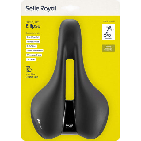 Selle royal fietszadel ellipse moderate - urban life - zwart