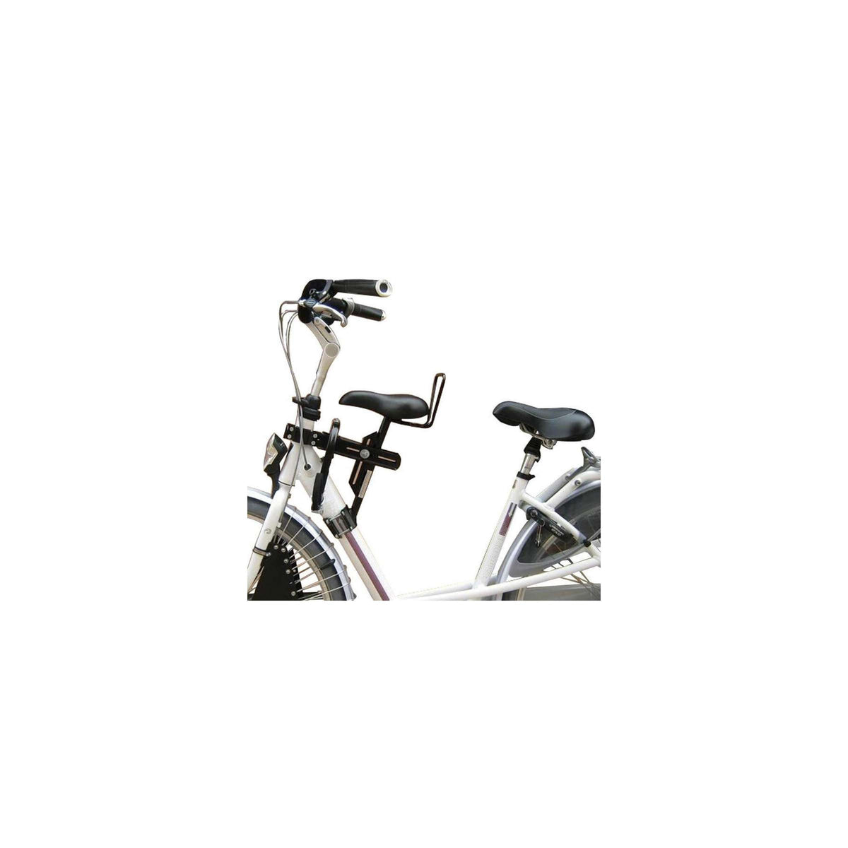 Zadel kinderzitje op buis damesfiets