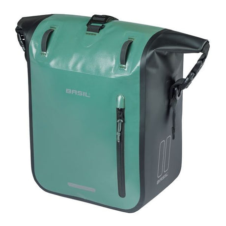 Basil enkele fietstas rivo m tarpaulin mik 12-15l 14 x 25 x 38 cm - groen zwart