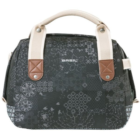 Basil Bohème City Bag - elegante groene hand-, schouder- en stuurtas voor dames, geschikt voor elektrische fietsen en stadsfietsen - zwart