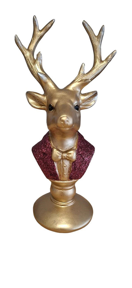 Mansion atmosphere beeld hertje rood goud metaal 14x11x28.5cm