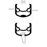 Ryde velg andra 30 26 559 x 19c aluminium 36 gaats 14g - zwart geslepen