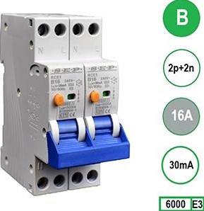 Enzo aardlek - fornuisautomaat 2 x 16a b kar 30ma 2p sep - 4518097