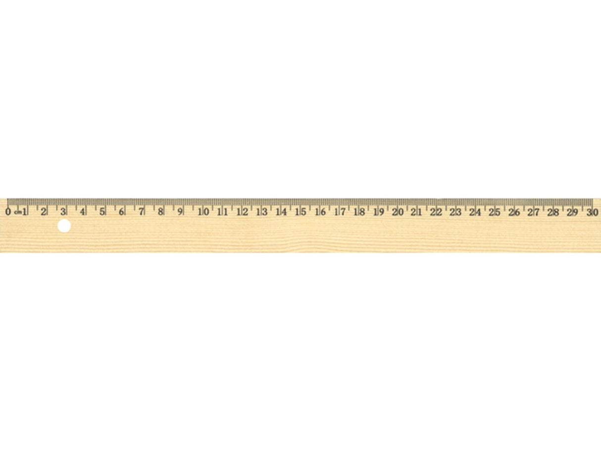 Kangaro liniaal 30cm hout met metaalinleg ongelakt