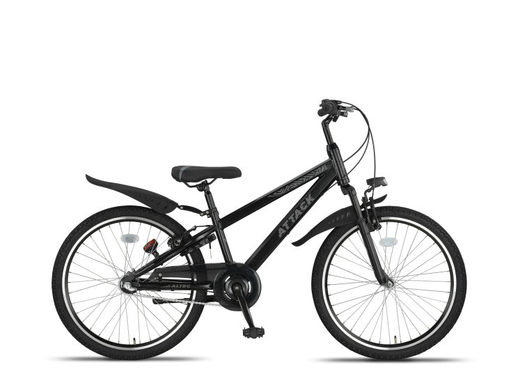 Altec attack mtb 24 inch jongens 3v v-brakes zwart
