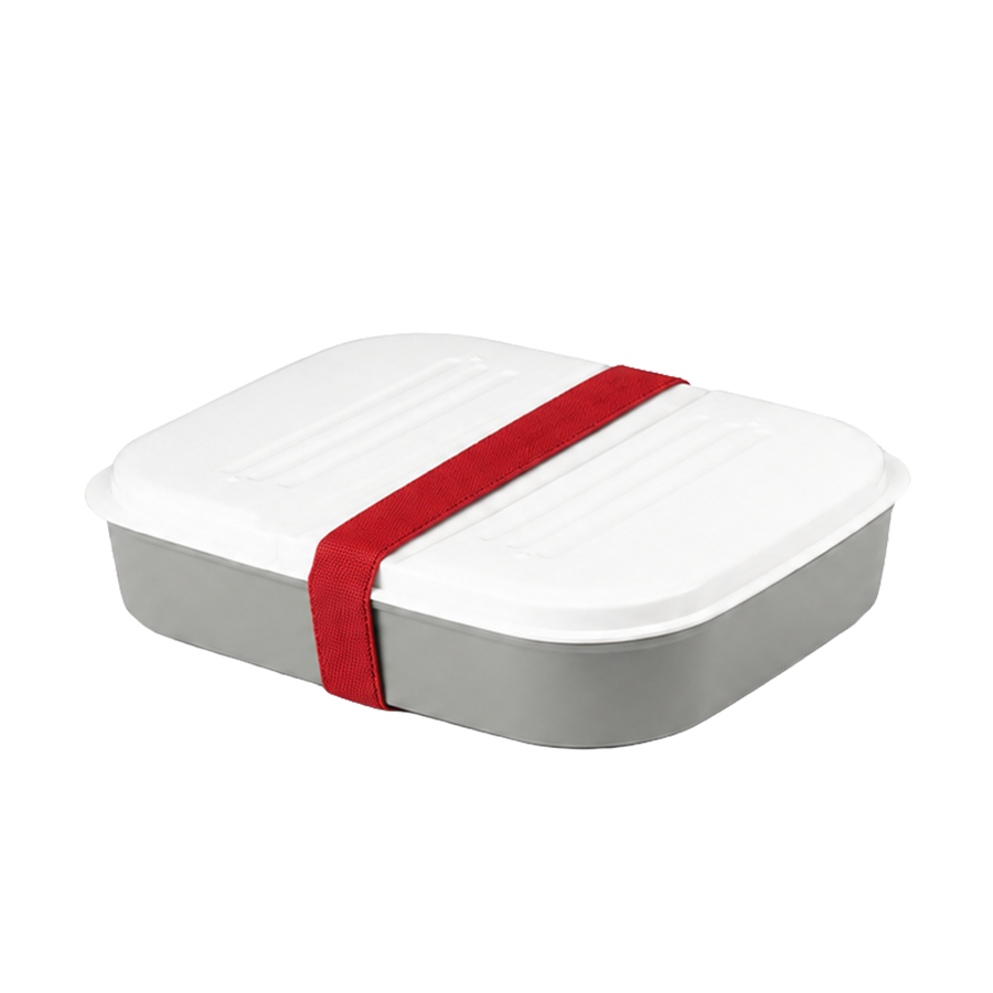 Amuse basic lunchbox 2-in-1 grijs + rode elastiek 4-delig