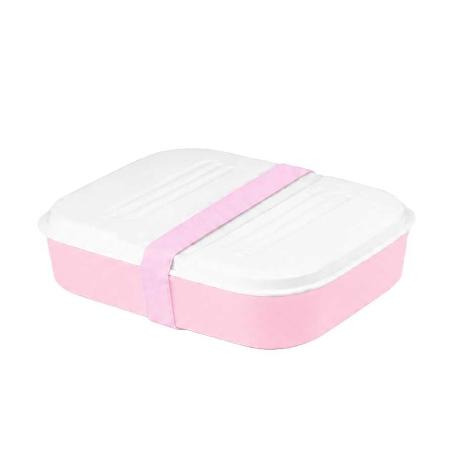 Amuse basic lunchbox 2-in-1 roze + roze elastiek 4-delig