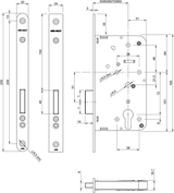 Assa abloy 2455 kastslot | dm50mm | pc | voorplaat staal gelakt 24x235mm rechthoekig | dr 1+2+3+4 - 7962019