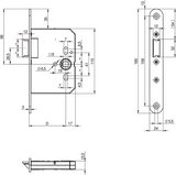 Assa abloy n1002 loopslot | dm65mm | krukgat 8mm | voorplaat rvs 24x185mm afgerond | zamac vernikkelde dagschoot | dr 1+3 2+4 - 10049500