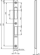 Assa abloy n6000 hoeksluitplaat | rvs 22x235x10x3mm rechthoekigdm| dr 1+3 - 10049714