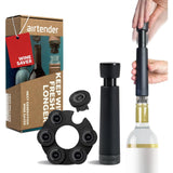 Airtender wijn vacuümpomp met 6 wijnstoppers + bewaarclip in cadeaudoos