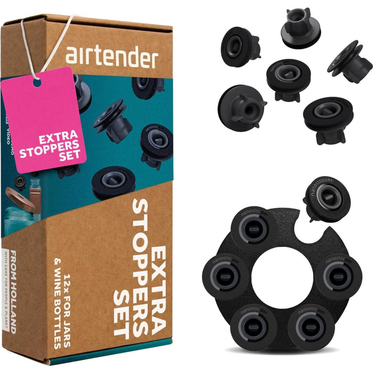 Airtender 12 wijnstoppers in cadeaudoos
