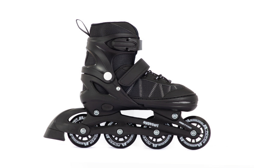 Aventuri verstelbare inline skates semi-softboot zwart maat 34-37 (m)