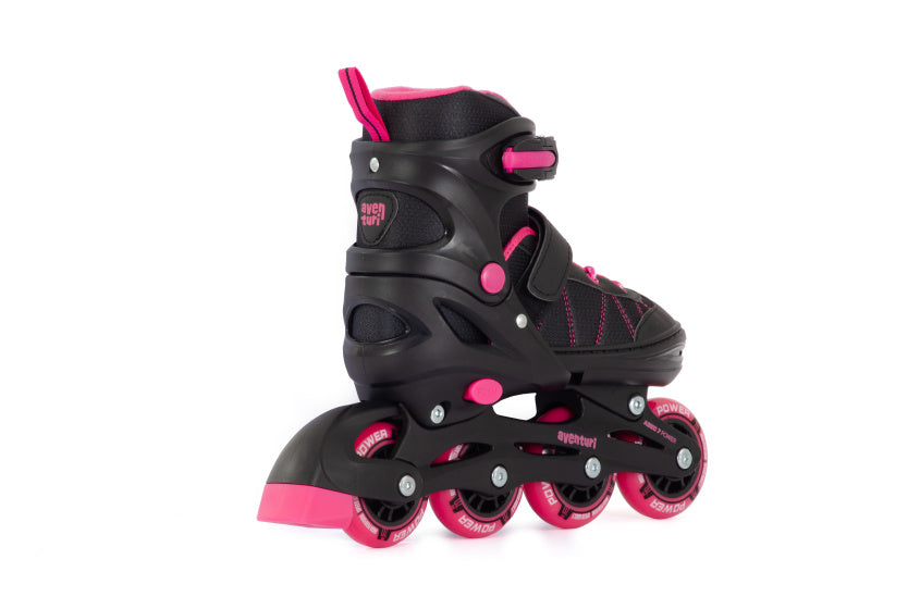 Aventuri verstelbare inline skates semi-softboot zwart roze maat 34-37 (m)