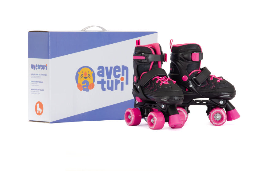 Aventuri verstelbare rolschaatsen semi-softboot zwart roze maat 35-38 (m)