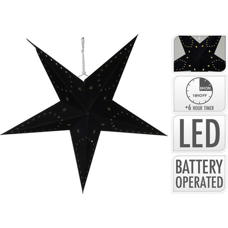 Kerstster met led papier dia.45cm zwart