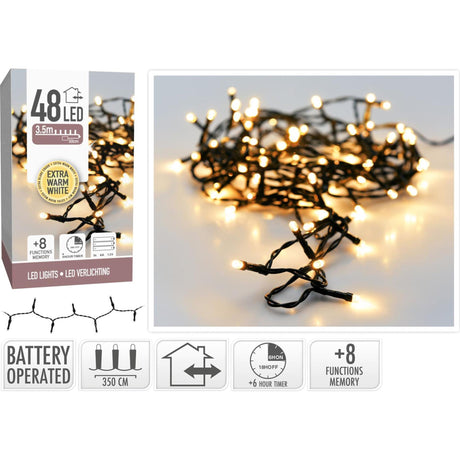 Kerstverlichting 48led op batterij extra warm wit