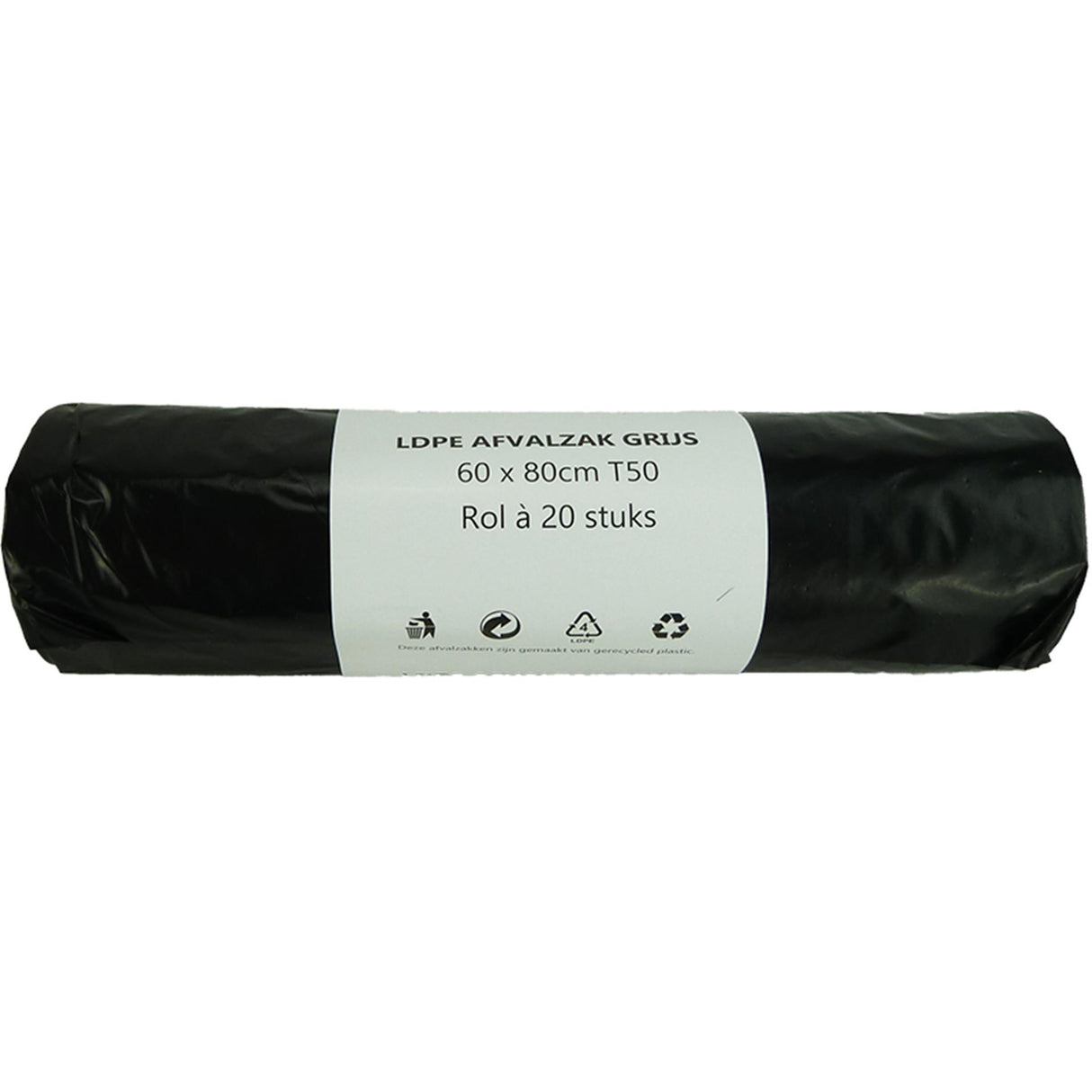Afvalzak 60l grijs 20 stuks op rol