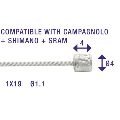versnellingsbinnenkabel Shimano 2.25 m 1,1 mm 6472 zilver