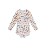 Leopard | kaki meisjes uv badpak met lange mouwen