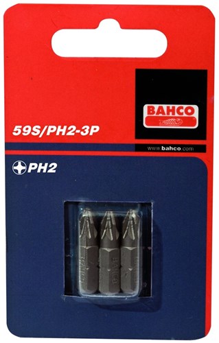 Bahco x3 bits ph2 25mm 1 4 inch dr standard | 59s ph2-3p