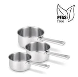 Beka cicla 3-delige steelpannen set - ø 16, 18, 20 cm - gerecycleerd rvs - inox - pfas-vrij - geschikt voor inductie - 3 sauspannen - chroom