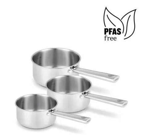 Beka cicla 3-delige steelpannen set - ø 16, 18, 20 cm - gerecycleerd rvs - inox - pfas-vrij - geschikt voor inductie - 3 sauspannen - chroom