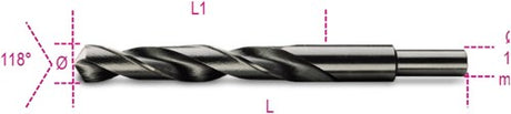 Beta spiraalboren, korte uitvoering, schacht gereduceerd tot 13 mm hss volledig geslepen gebruneerd 412a 14,00 - 004120204