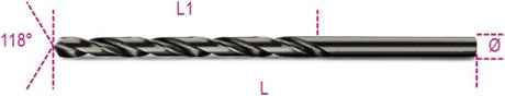 Beta spiraalboren, lange uitvoering hss volledig geslepen gebruneerd 412l 4,50 - 004120242