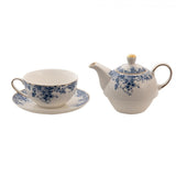 Clayre eef tea for one blauwe bloemen