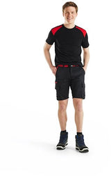 Blåkläder industrie short met stretch 14461832 | zwart rood | maat 62 - 7330509758618