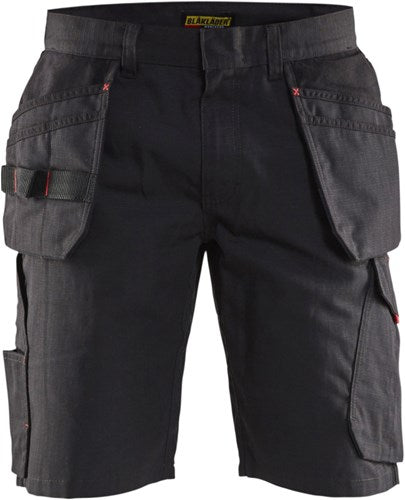 Blåkläder service short met spijkerzakken 14941330 | zwart rood | maat 52 - 7330509689059