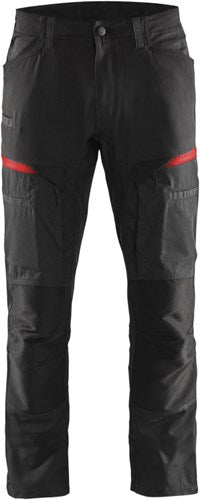 Blåkläder service werkbroek met stretch 14561845 | zwart rood | maat 54 - 7330509651520