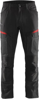 Blåkläder service werkbroek met stretch 14561845 | zwart rood | maat 56 - 7330509651537