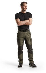 Blåkläder service werkbroek met stretch 14591845 | army groen zwart | maat 54 - 7330509497913