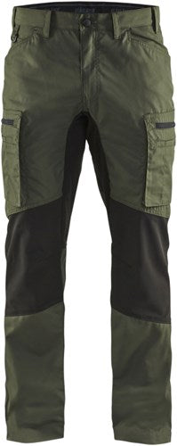 Blåkläder service werkbroek met stretch 14591845 | army groen zwart | maat 54 - 7330509497913