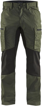 Blåkläder service werkbroek met stretch 14591845 | army groen zwart | maat 58 - 7330509497937