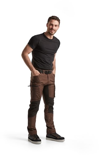 Blåkläder service werkbroek met stretch 14591845 | bruin zwart | maat 44 - 7330509527474