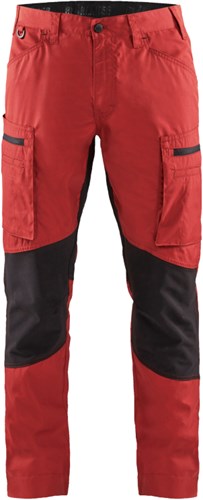 Blåkläder service werkbroek met stretch 14591845 | rood zwart | maat 50 - 7330509498101