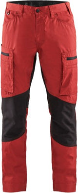 Blåkläder service werkbroek met stretch 14591845 | rood zwart | maat 62 - 7330509498163