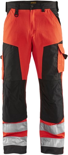 Blåkläder werkbroek high-vis zonder spijkerzakken 15661811 | high vis rood zwart | maat 58 - 7330509413746