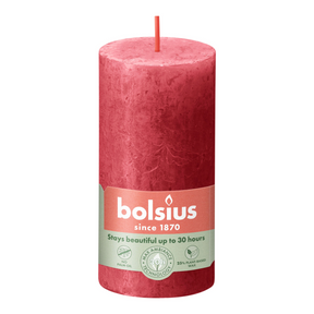 Bolsius rustiek stompkaars delicate red ø50x100 mm 30 uur (8 stuks)